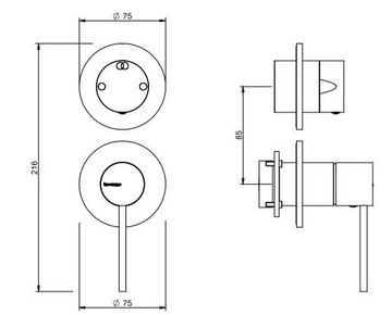 UP+ - 2 hole Recessed single handle brass shower mixer by Rubinetterie Treemme - view 3